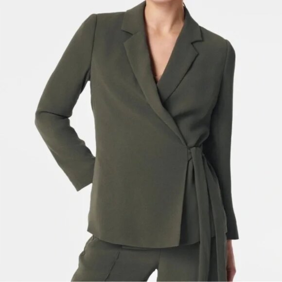 SPANX Crepe Wrap Blazer Jacket NWT Midnight Olive Careerwear Women's Size L - Picture 3 of 11